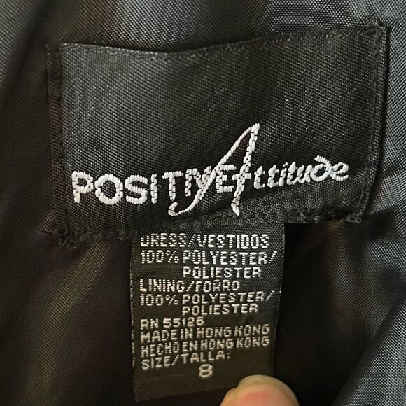 Vintage 90’s Sleeveless Sheath Dress Black Crepe Floral Embroidery Beading 8 - Picture 6 of 9